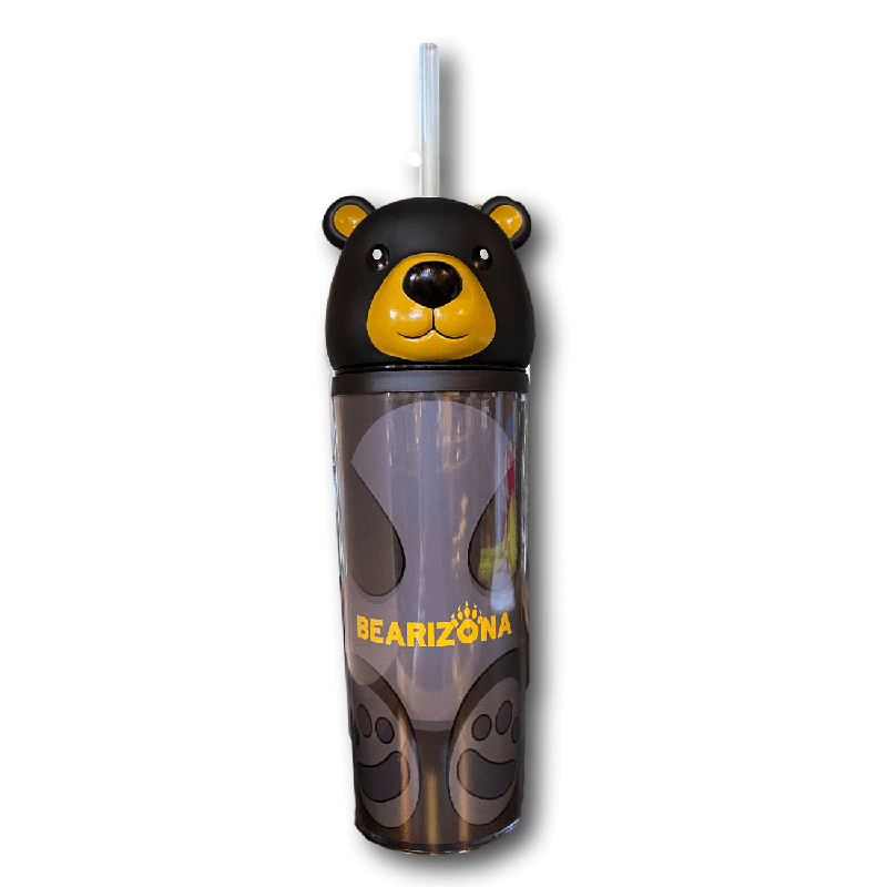 Aesthetic Glass Teddy Bear Tumbler with Lid and Straw