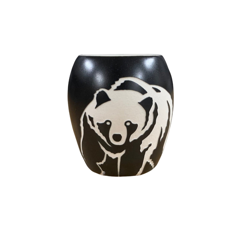 Bearizona Black Etched Grizzly Bear Shot Glass